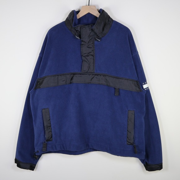 Tommy Hilfiger Other - Tommy Hilfiger Vintage Fleece Pullover Anorak 1/2 Zip Mock Neck XL Navy Blue